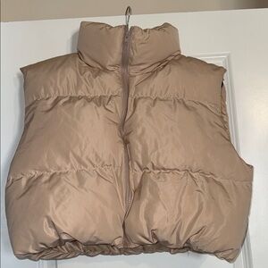 Cropped Tan Puffer Vest